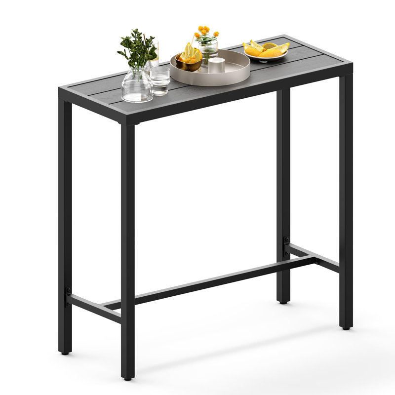 Table de bar extérieure de 39 po de hauteur, table de patio imperméable avec structure en métal robuste pour le jardin, le balcon ou la cour