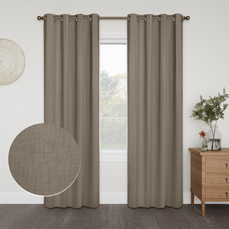 Linen Slub Blackout Grommet Curtain Pair(2 Panels), 52" W x 84" L, Linen