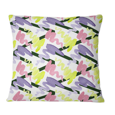 Coussin décoratif à motif abstrait jaune à motif zigzag et jaune