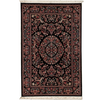 Shah Wool Oriental Area Rug in Plum/Black/Beige