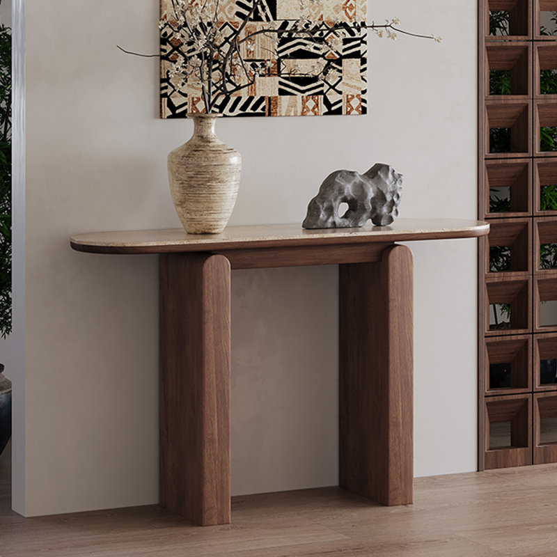 Console simple de style Wabi-sabi, Brun, H 33,5 po x l 55,1 po x P 13,8 po