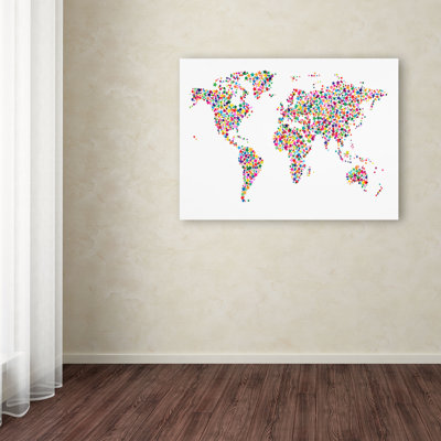 "stars world map" par michael tompsett, impression sur toile tendue encadrée