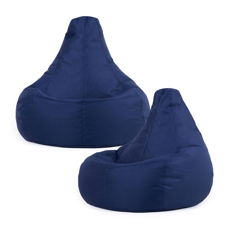 Bean Bag Bazaar Dalton Water-Resistant High Back Recliner Bean Bag, Navy Blue