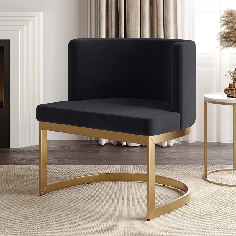 Chaise d'appoint 26,77 po, Velours noir, Or