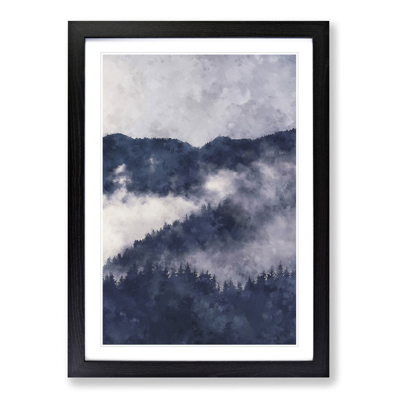 Waxing Moon over the Forest - Picture Frame Painting Print, 87cm H x 62cm W x 2cm D, Black Framed