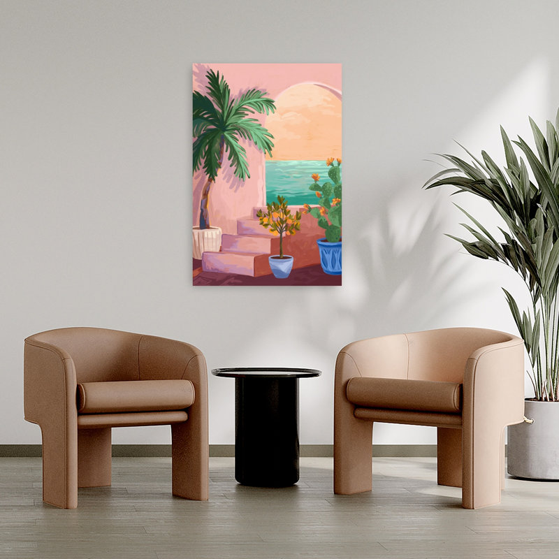 Art contemporain, palmier abstrait, cactus, art floral, H 36 po x l 24 po
