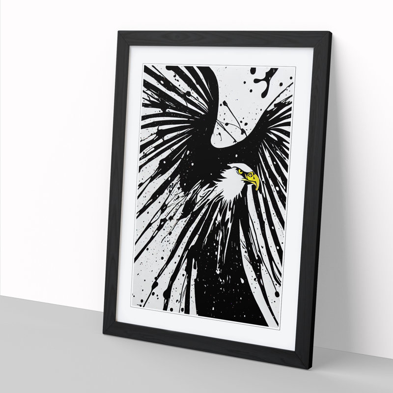 Walmsley Eagle Paint Splatter Vol.1 - Picture Frame Print, 64cm H x 46cm W x 2cm D, Black