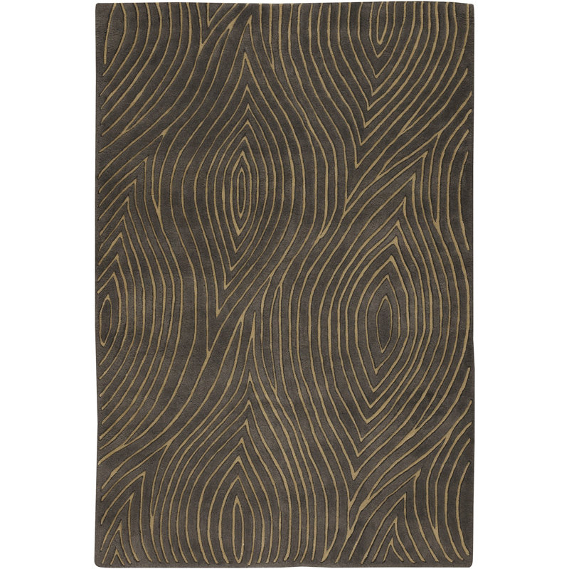 Citialli Authentic Hand-Tufted Handmade Gray & Ivory Modern Contemporary Organic Woodgrain Wool Area Rug, 2' x 3'