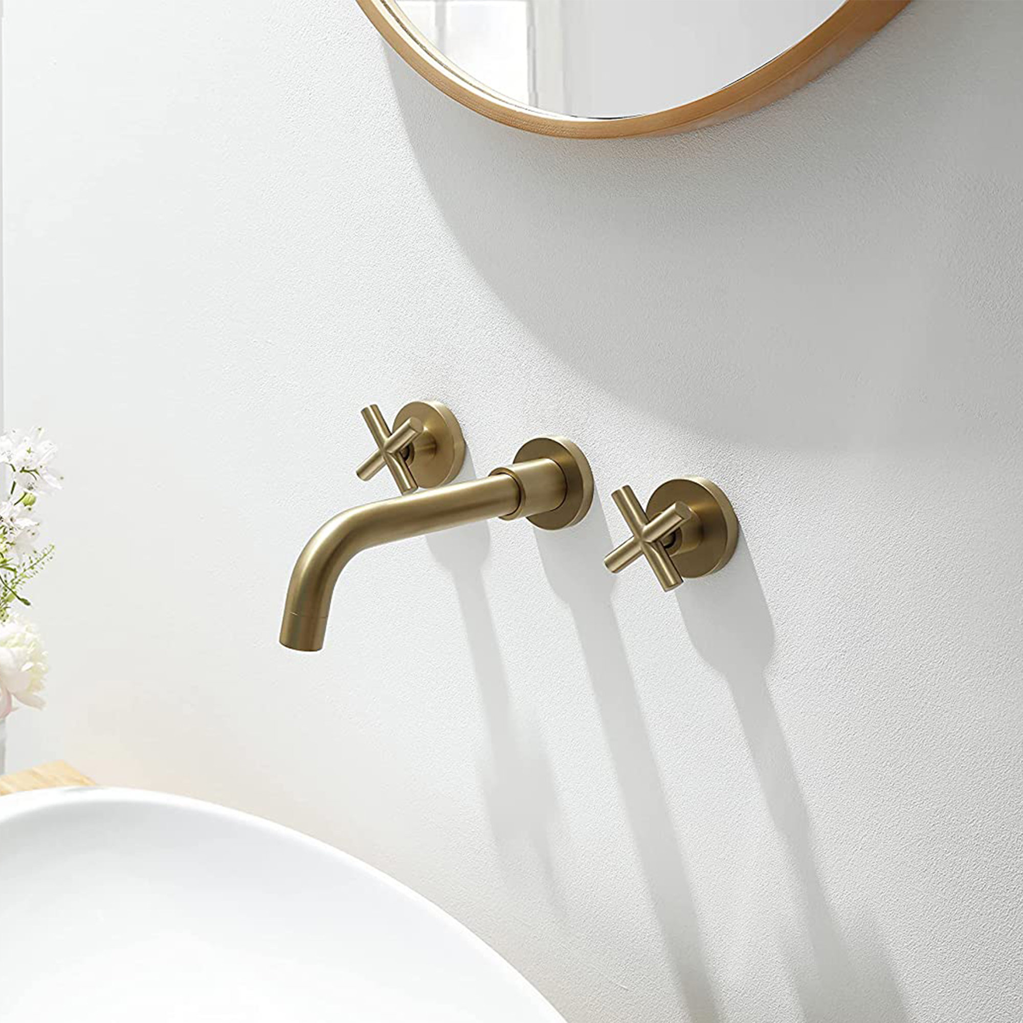 Naiyafly Wall Mounted 3 Holes Bathroom Sink Faucet With 360-Degree ...