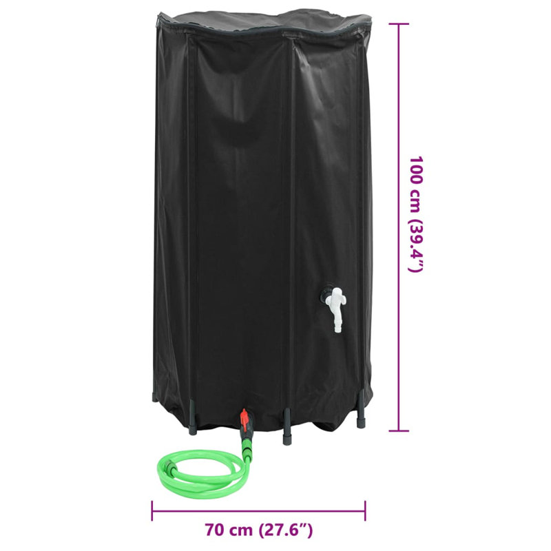 Dakota Fields Plastic Rain Barrel, Black, 380 L