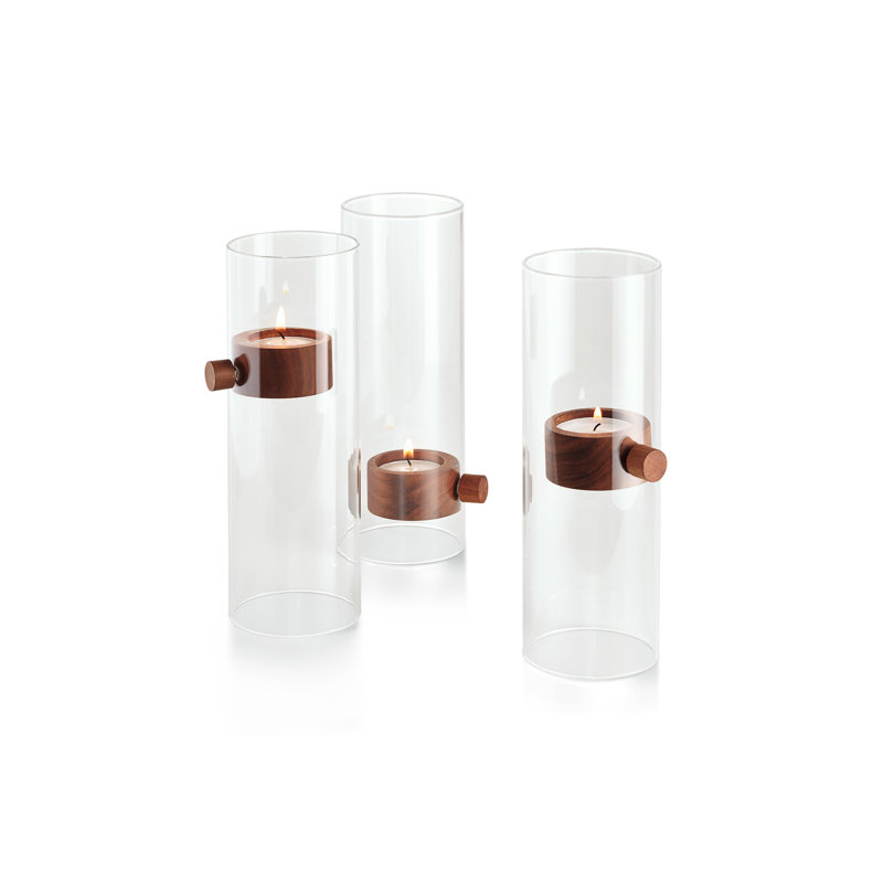 Glass Tabletop Tealight Holder, 20cm H x 9cm W x 9cm D