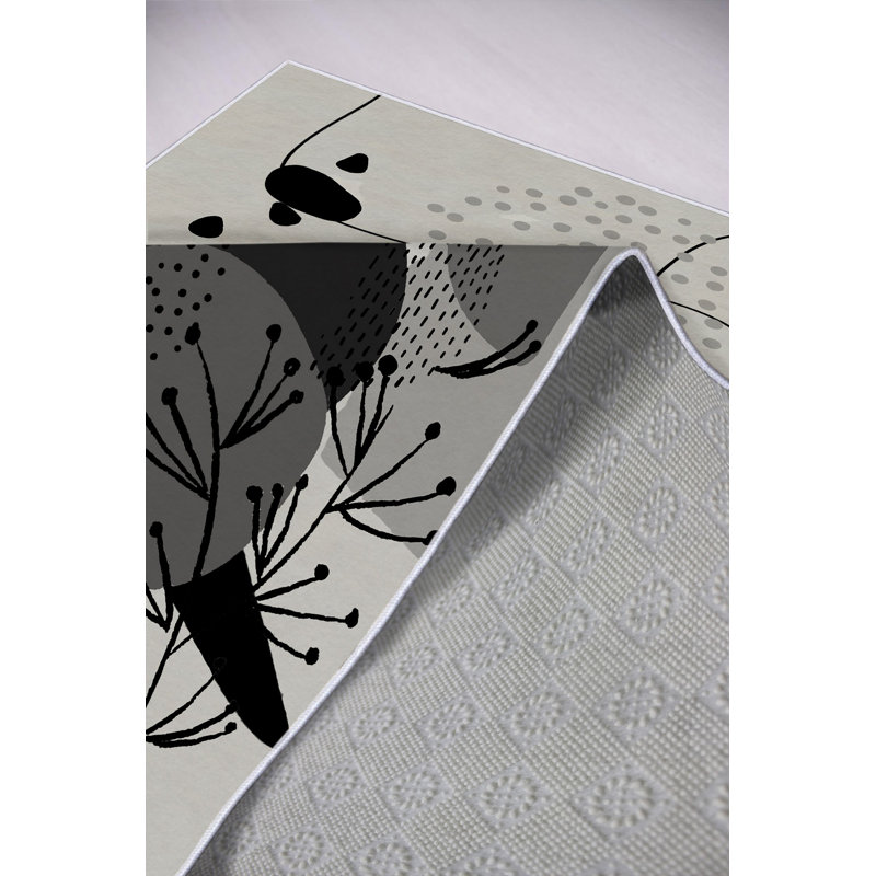 Premium Area Rug (2.6 x 4.0 ft), Grey, 100% Polyester, 650 g/m² | Pile Height: 0.2 in, Digital Print, Antibacterial, Eco-Friendly, Non-Slip PVC Dot Underside | Machine Washable, Ideal for Living Room & Bedroom Décor