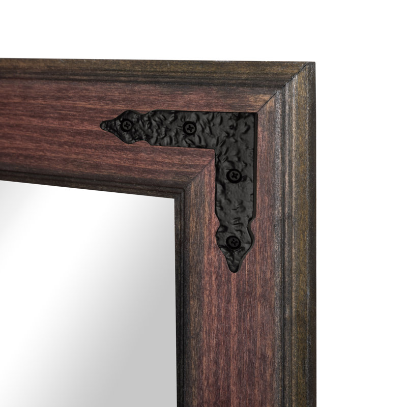 Rayne Heritage Hardwood Poplar Mirror With Decorative Corner Brackets, Black Cherry, 26 x 33