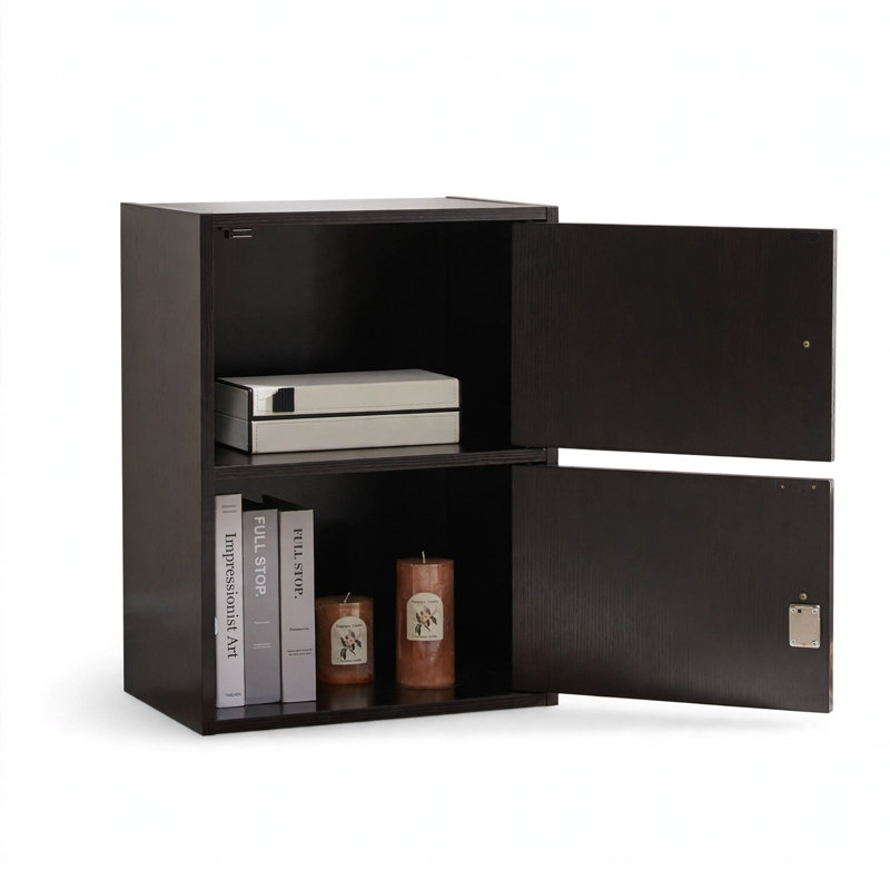 Armoire de rangement Joma, 2 portes avec serrure en métal, rouge cacao, 23 po