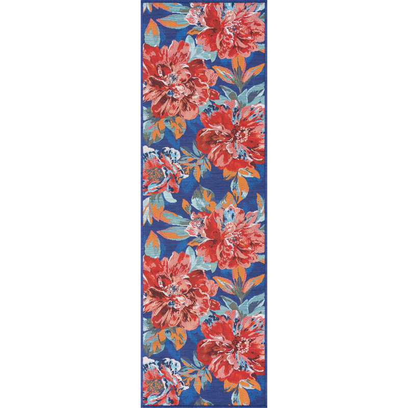Aoko Floral Indoor / Outdoor Area Rug for Patios, Entryway, Deck or Porch - Multi Color, Runner 2'3'' x 7'3''