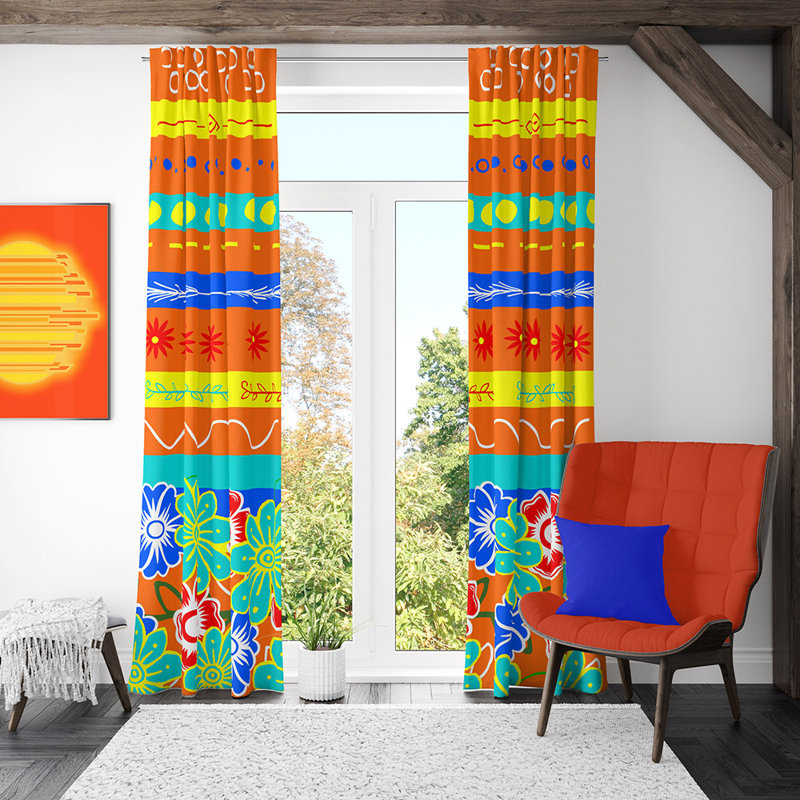 Panneaux de rideaux semi-transparents abstraits, L 20 po x L 52 po