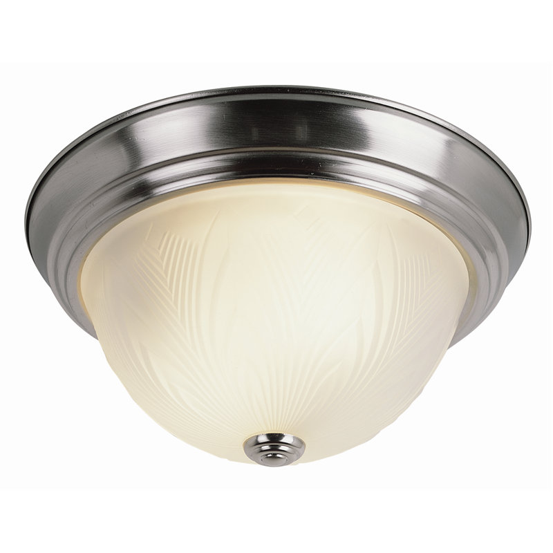 Plafonnier encastré 2 lumières Rowan, H 6 po x l 15 po x P 11 po, Nickel brossé