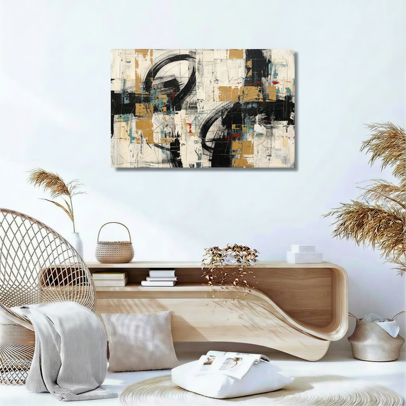 Ensemble de 1 toile murale d'expression abstraite, H 16 po x l 24 po, Toile tendue