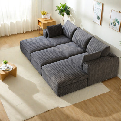 Compression Cloud Sofas, 102 Inch Corduroy Modular Couch For Modern Home