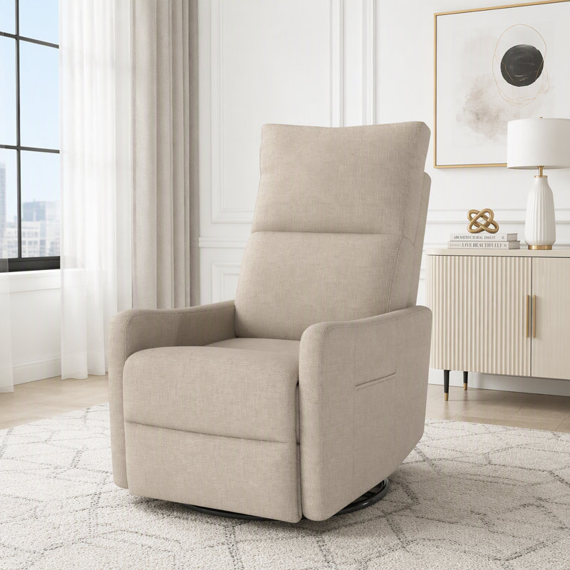 Fauteuil inclinable électrique berçant avec port USB et coussin rembourré, Brun-Power - Bouton-poussoir