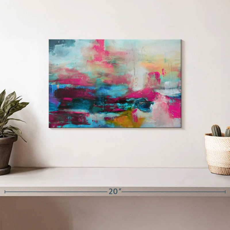 Avery Abstract Pink Aqua, 8" H x 12" W