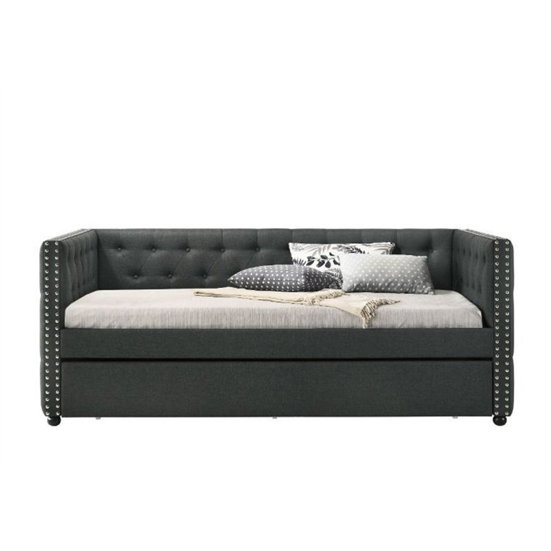 Wickman Daybed with Trundle,Platform Bed,Bed Frame, Solid + Manufactured Wood, Twin, Gray