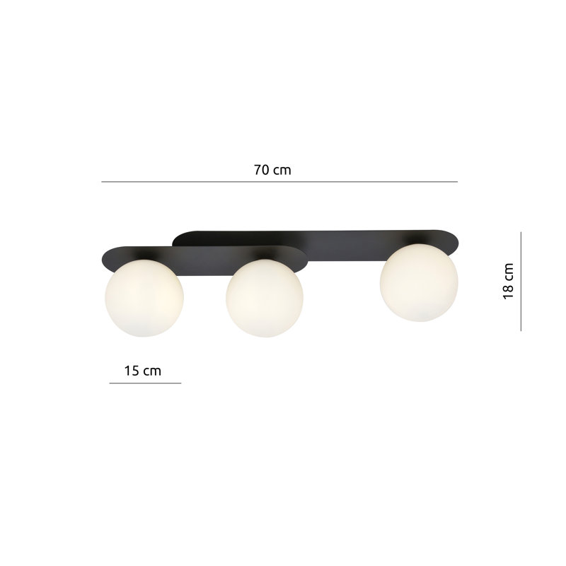 McTurck Glass Flush Mount, White, 21cm H x 30cm W x 15cm D