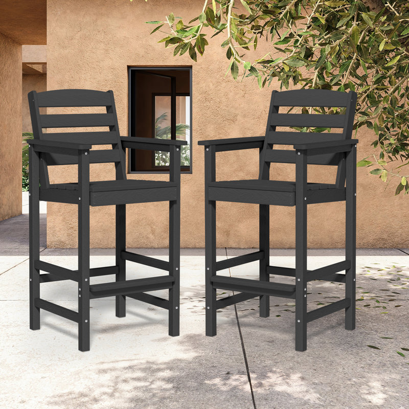 Dalson Plastic Adirondack Bar Stool, Black