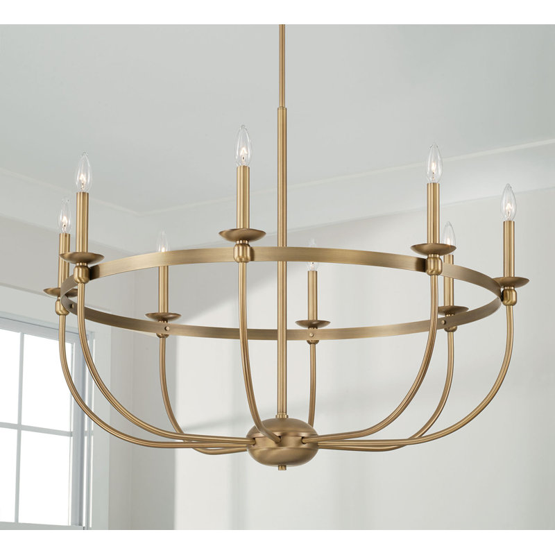 Lustre 8 lumières façon bougie Rylann, Laiton vieilli