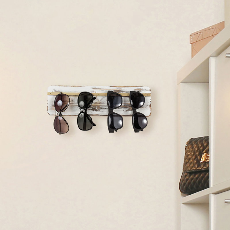 Alto Wood Sunglasses Wall Mounted Jewellery Holder, White Washed