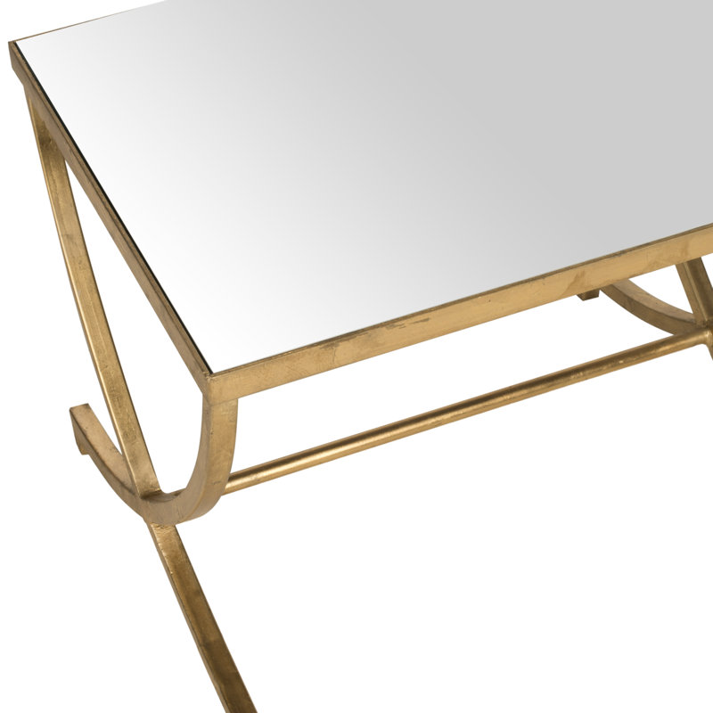 Zephyrine Cross Legs End Table, White/Gold