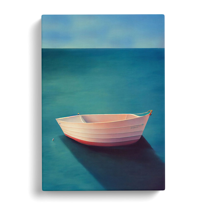 Boat on the Ocean Watercolour No.2 - Wall Art, Wrapped Canvas, 50cm H x 35cm W x 3cm D, No Matte