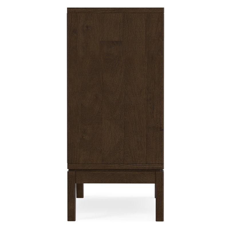Armoire de rangement basse Mid-Century moderne en bois franc avec portes coulissantes Harper, Noyer brun