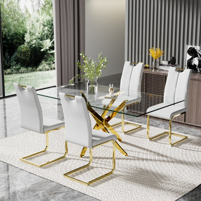 Gracieleigh Glass Top Pedestal Dining Set