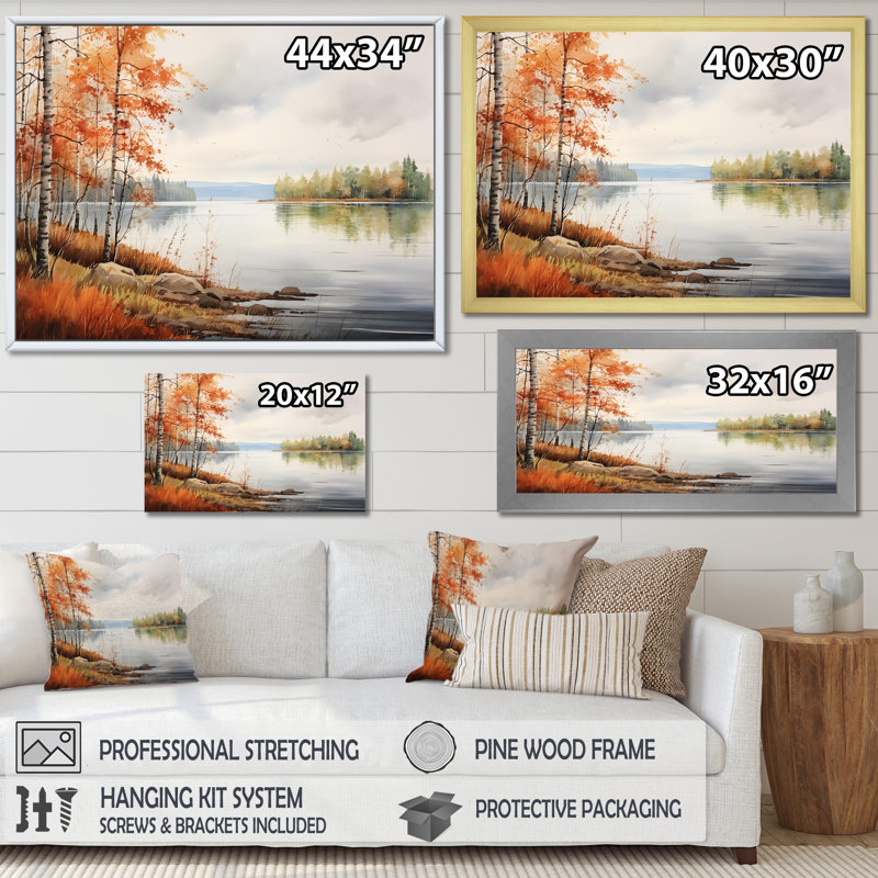 Scandinavian Lake Tranquility II sur impression sur toile, Cadre naturel flottant, H 34 po x l 44 po