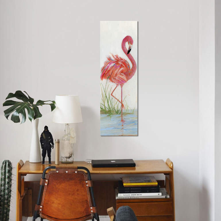 «Flamingo I», reproduction sur toile, H 48 po x l 16 po x P 1,5 po, Toile tendue