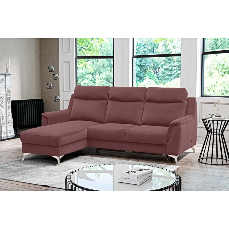 Izola 3 Seater Velvet Sofa Bed, Left Hand Facing, Indian Rose
