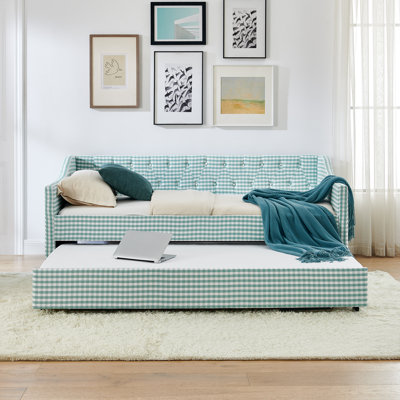 Modern Daybed,Upholstered Convertible Daybed, 3‑in‑1 Versatile Sofa Bed with Pull‑Out Trundle & Side Storage, Perfect for Compact Living
