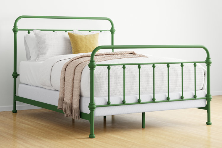 green metal panel bed