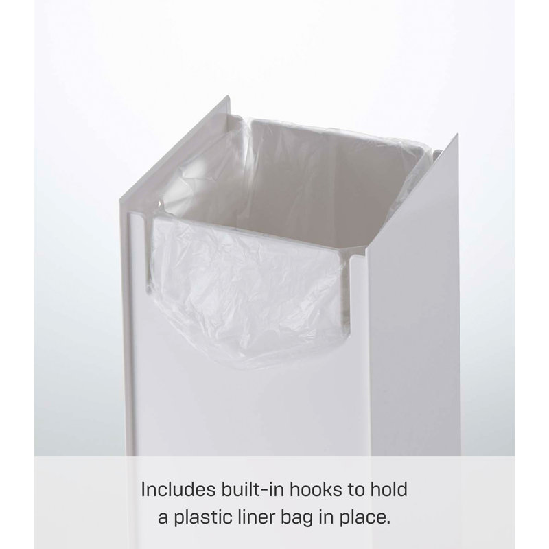 Yamazaki Home 2.37 Gallon Open Waste Basket, White