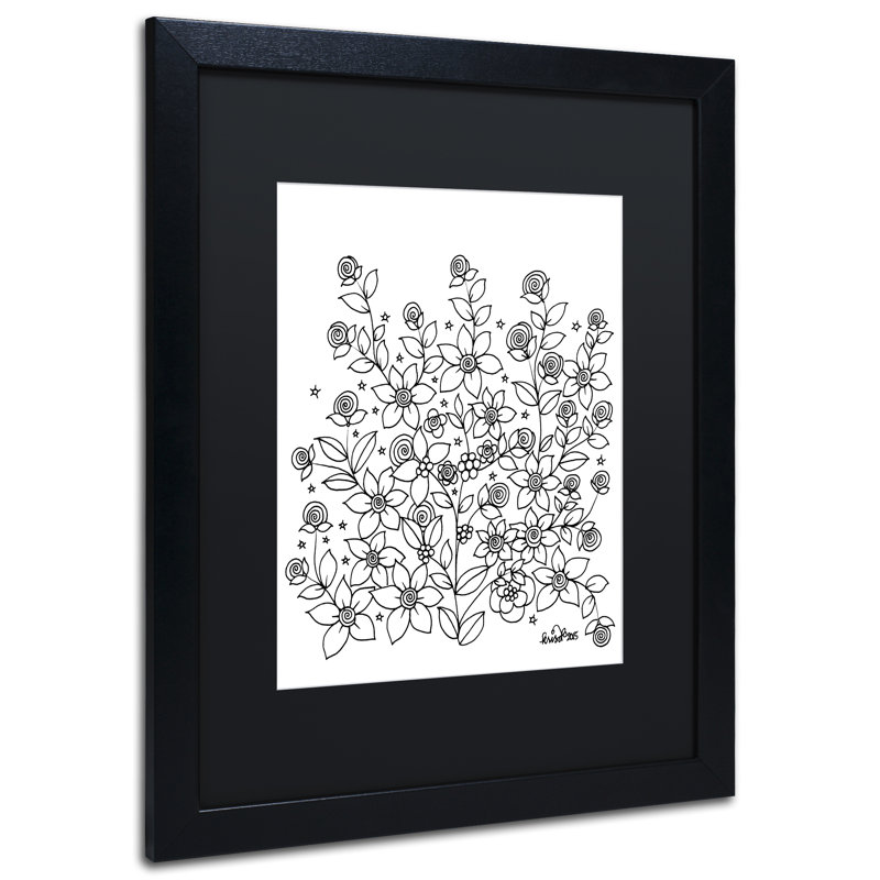 « simple fleur doodle », impression sur toile encadrée, H 20 po x l 16 po x P 0,5 po, Noir