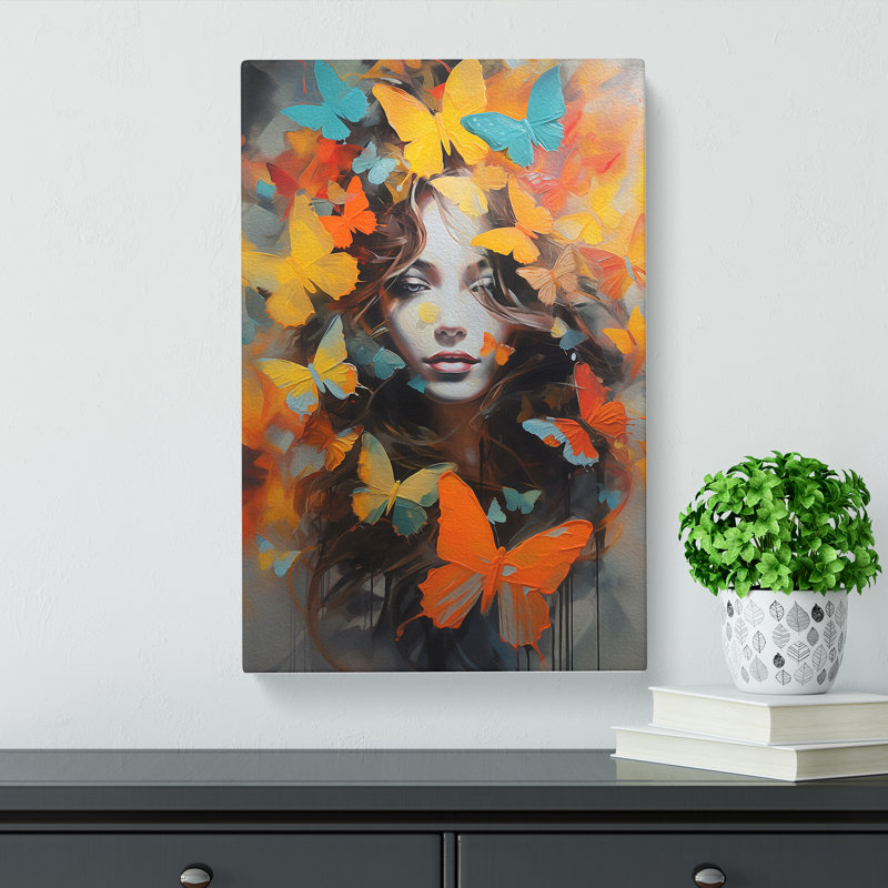 Butterfly Contemporary - Wrapped Canvas Print, 76cm H x 50cm W x 3cm D