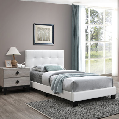 Modern Style 1pc Bed Faux Leather Middle Support Legs Rectangle Headboard White Finish Bedroom Furniture