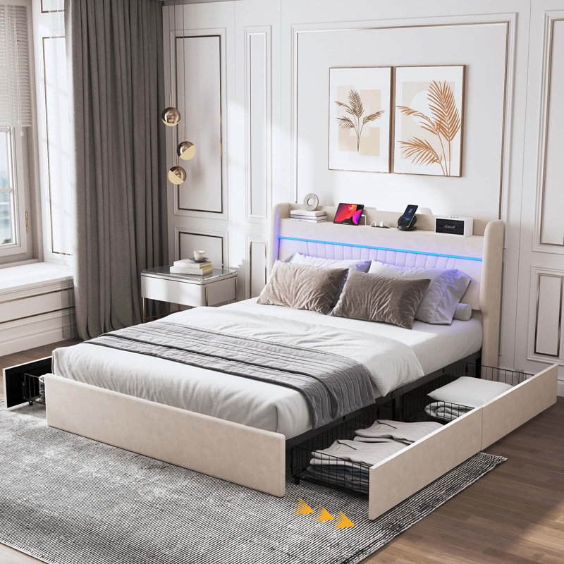 Structure de lit tapissier pour grand lit