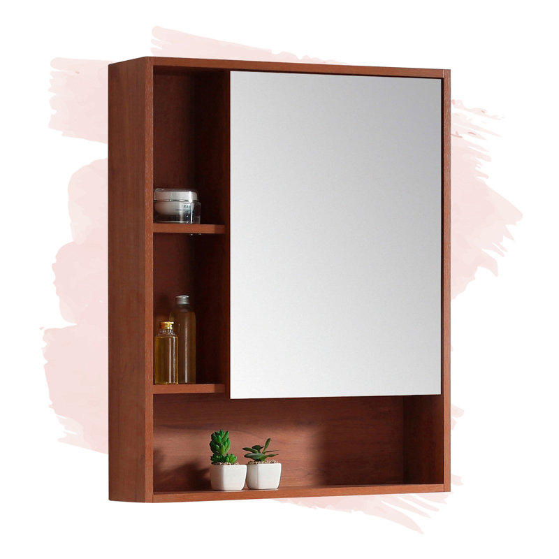 Armoire à pharmacie à montage en surface avec 4 tablettes Jensen, Noyer, Droite