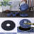 Blue floral cast iron teapot set