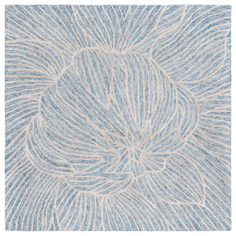 Tapis bleu / ivoire Aeryana 451, Carré 6 pi