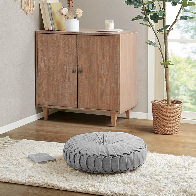 Coussin de sol rond en poly chenille, Gris