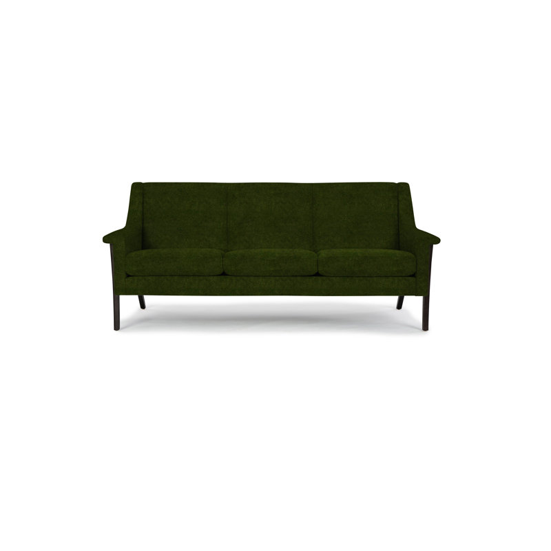 Canapé à accoudoirs évasés de 82 po avec coussins réversibles Arlo, Polyester vert olive, Wengé