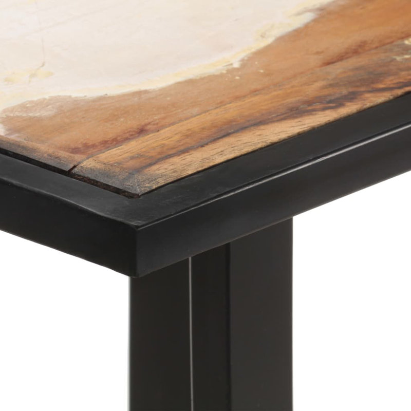 Cayson Solid Wood Top Metal Base Dining Table, Brown/Ivory/Blue, H76 x L140 x W70cm
